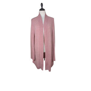 Loft Plus 16/18 Pink Chenille Semi Loose Knit Open Front Cardigan Sweater